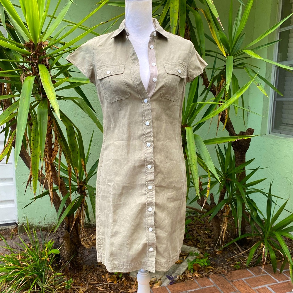 Linen Button Down Dress Sage